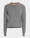 Burberry Men's Crewneck Sweater With Signature Check Trim In Gray
