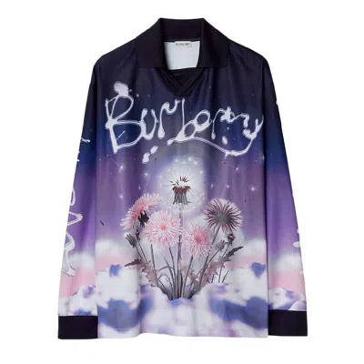 Burberry Men's Dandelion Graphic Print Shirt In Blue