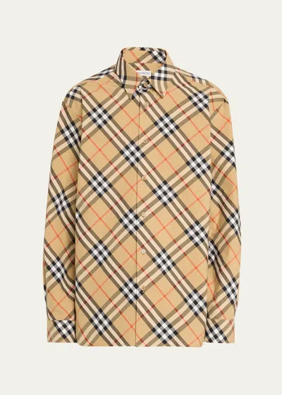 Burberry Men's Daniel Check Sport Shirt In Sand Ip Check