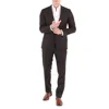 BURBERRY BURBERRY MEN'S DARK BROWN SLIM FIT PUPPYTOOTH CHECK WOOL SUIT