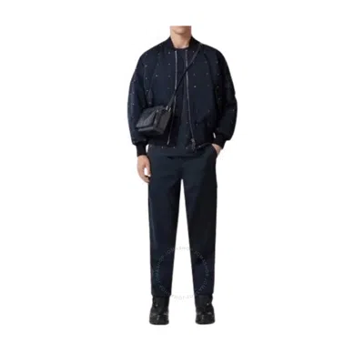 Burberry Men's Dark Charcoal Blue Wool Blend Capleton Work Trousers In Grey/blue