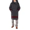 BURBERRY BURBERRY MEN'S DARK CHARCOAL BROWN STRIPED TOUCH-STRAP DUFFLE COAT