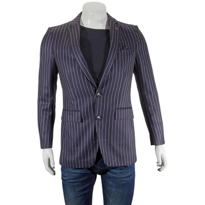 Burberry Men's Dark Navy And White Pinstripe Blazer In Dark Navy/white