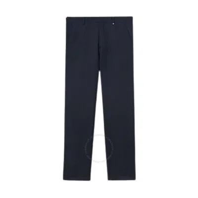 Burberry Men's Dark Navy Ezra Monogram Motif Wool Tailored Trousers In Blue