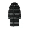 Burberry Men's Dark Thunder Grey Striped Wool Loose Duffle Coat In Grey