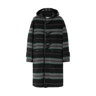 Burberry Men's Dark Thunder Grey Striped Wool Loose Duffle Coat