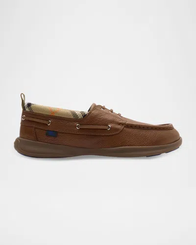 BURBERRY MEN'S DECKER LEATHER BOAT SHOES