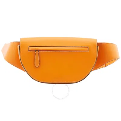 Burberry Men's Deep Orange Small Topstitched Leather Olympia Bum Bag In Gold