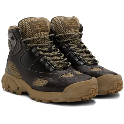 Burberry Men's Deepbrown/darkstone Tor Panelled Hiking Boots In Brown