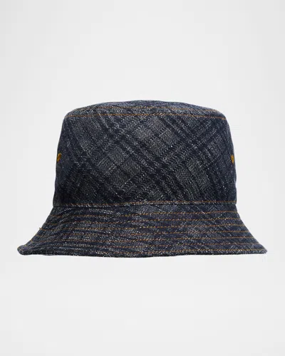 Burberry Men's Denim Check Bucket Hat