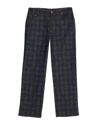 BURBERRY MEN'S DENIM CHECK FIVE-POCKET PANTS