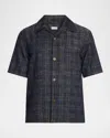 Burberry Mens Spread-collar Cotton Denim Shirt Indigo Ip Check Xs