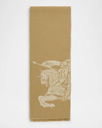 Burberry Men's Denim-effect Ekd Scarf In Maple
