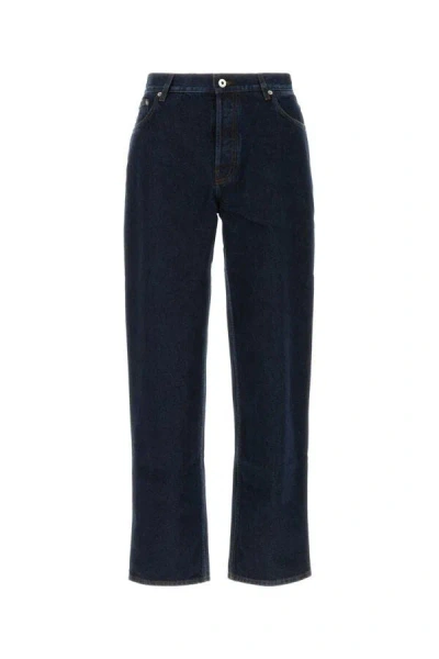 Burberry Denim Trousers With Straight Leg And Contrast Stitching In Blue