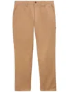 Burberry Embroidered Ekd Cotton Cargo Trousers In Camel