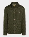 Burberry Green Quilted Jacket With Classic Collar In Tech Fabric Man In Shale