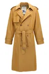 Burberry Double-breasted Long Trench Coat In Cream