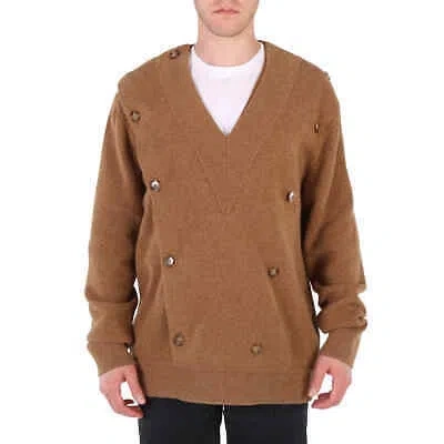 Pre-owned Burberry Men's Double-breasted V-neck Jumper In Beige