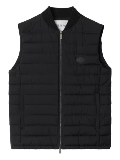Burberry Jacket Sleeveless Padded Ribbed Collar In Black