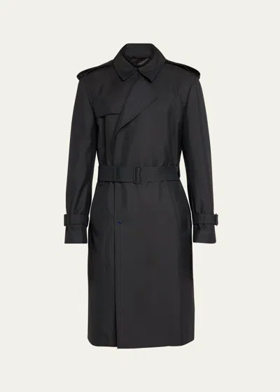Burberry Men's Drop-waist Trench Coat In Black