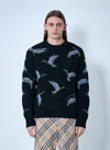 Burberry Wool Sweater With Embroidered Duck Pattern In Black