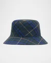Burberry Men's Ekd Check Bucket Hat In Midnight Ip Check
