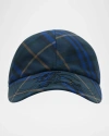Burberry Ekd Check Baseball Cap In Midnight Ip Check