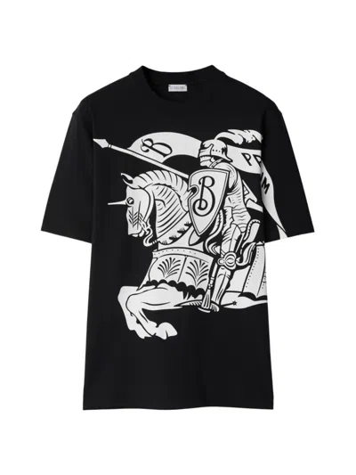 Burberry Black Ekd-print Cotton T-shirt