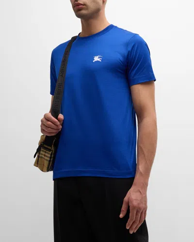 Burberry Edk Embroidered Cotton T-shirt In Blue