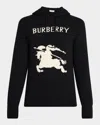 Burberry Cotton Sweater With Ekd Embroidery In Black