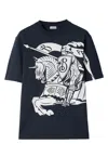 Burberry Black T-shirt With Contrasting Equestrian Knight Print In Cotton Man In Black