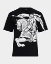 Burberry Black T-shirt With Contrasting Equestrian Knight Print In Cotton Man In Black
