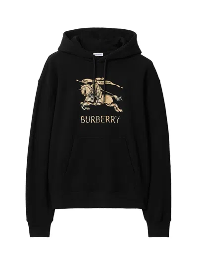 BURBERRY BURBERRY MEN EKD OMBRÉ COTTON HOODIE BLACK