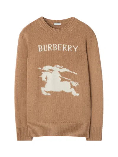 Burberry Wool And Cashmere Pullover With Ekd In Brown