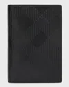 Burberry Bateman Check Embossed Leather Bifold Wallet In Black