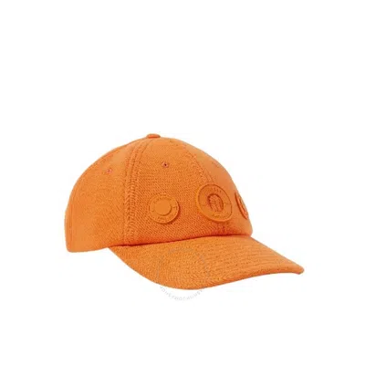 Burberry Men's Embossed Logo Rubber-trimmed Cotton Baseball Cap In Orange