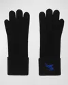 Burberry Ekd-embroidered Knitted Gloves In Black