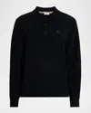 Burberry Long-sleeve Cashmere Blend Polo Shirt In Black