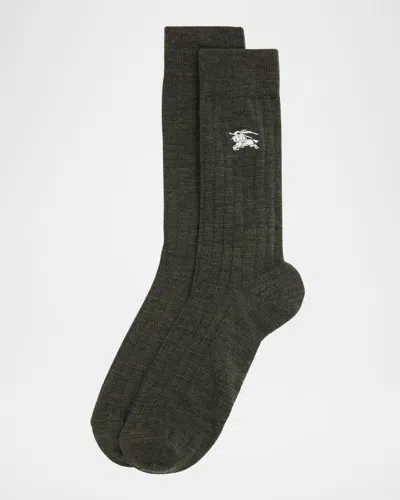 Burberry Men's Embroidered Ekd Rib Crew Socks
