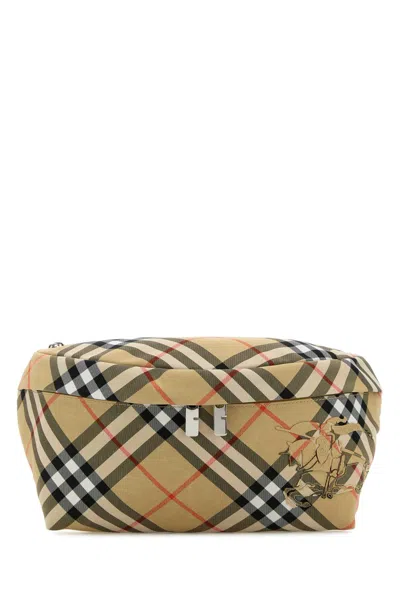 Burberry Men Embroidered Fabric Check Belt Bag In Multicolor