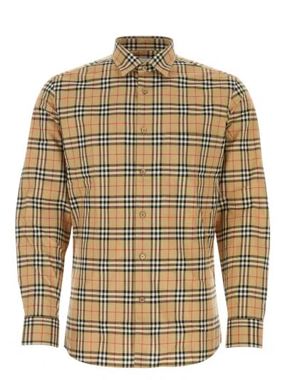 BURBERRY MEN'S EMBROIDERED POPLIN SHIRT