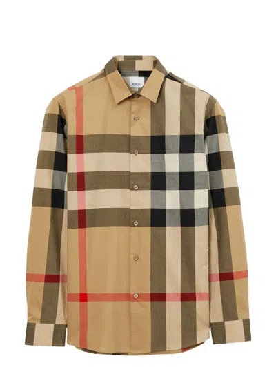BURBERRY MEN'S EMBROIDERED POPLIN SHIRT