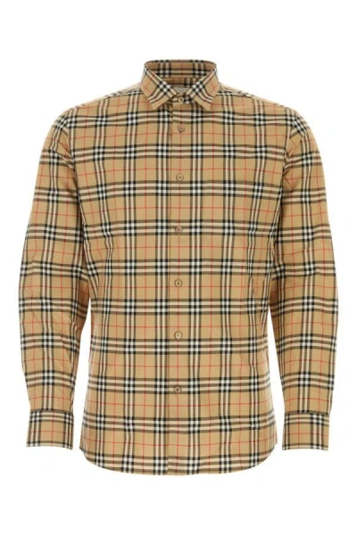 Burberry Men Embroidered Poplin Shirt In Multicolor