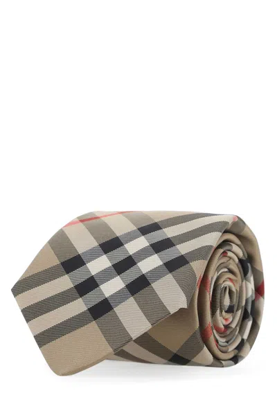 Burberry Men Embroidered Silk Tie In Gold