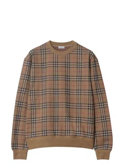 BURBERRY MEN'S EMBROIDERED STRETCH COTTON BLEND SWEATER