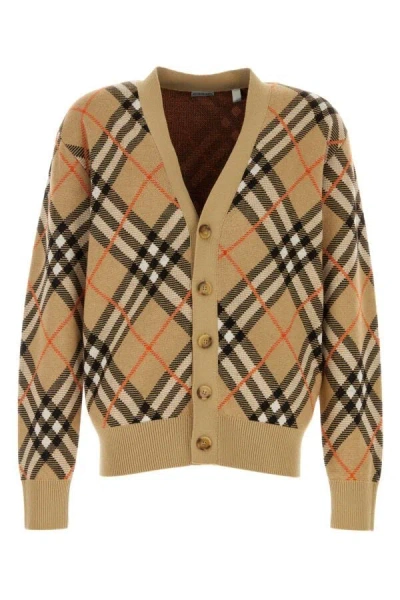 BURBERRY BURBERRY MEN EMBROIDERED STRETCH WOOL BLEND CARDIGAN