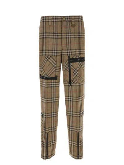 BURBERRY MEN'S EMBROIDERED VISCOSE BLEND CARGO PANT
