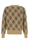 Burberry Check-pattern Wool Crew Neck Sweater Clothing In Multi