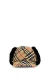 Burberry Check Wool Hat Ear Flaps Fur Trim In Multi