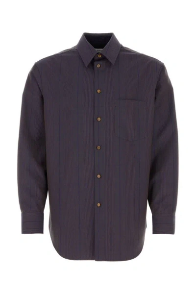 Burberry Embroidered Wool Shirt For Men In Purple